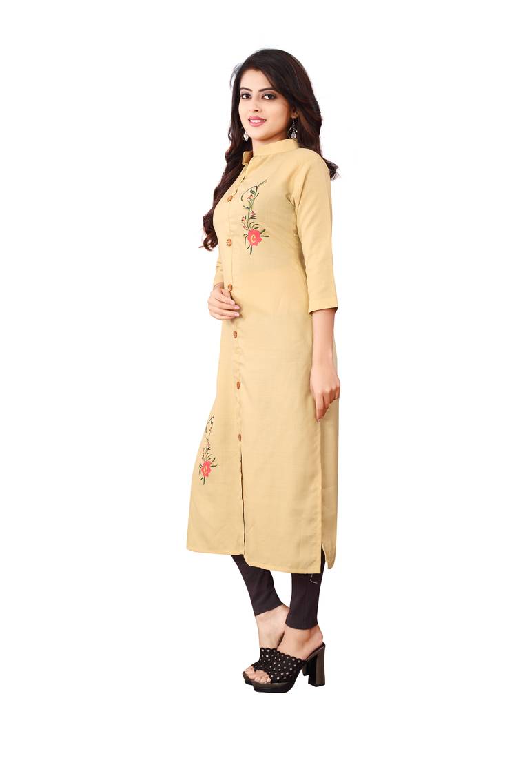 Women's Beige Rayon kurti