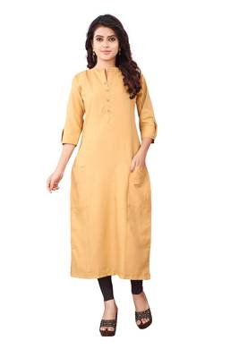 Women's Beige Rayon kurti 1