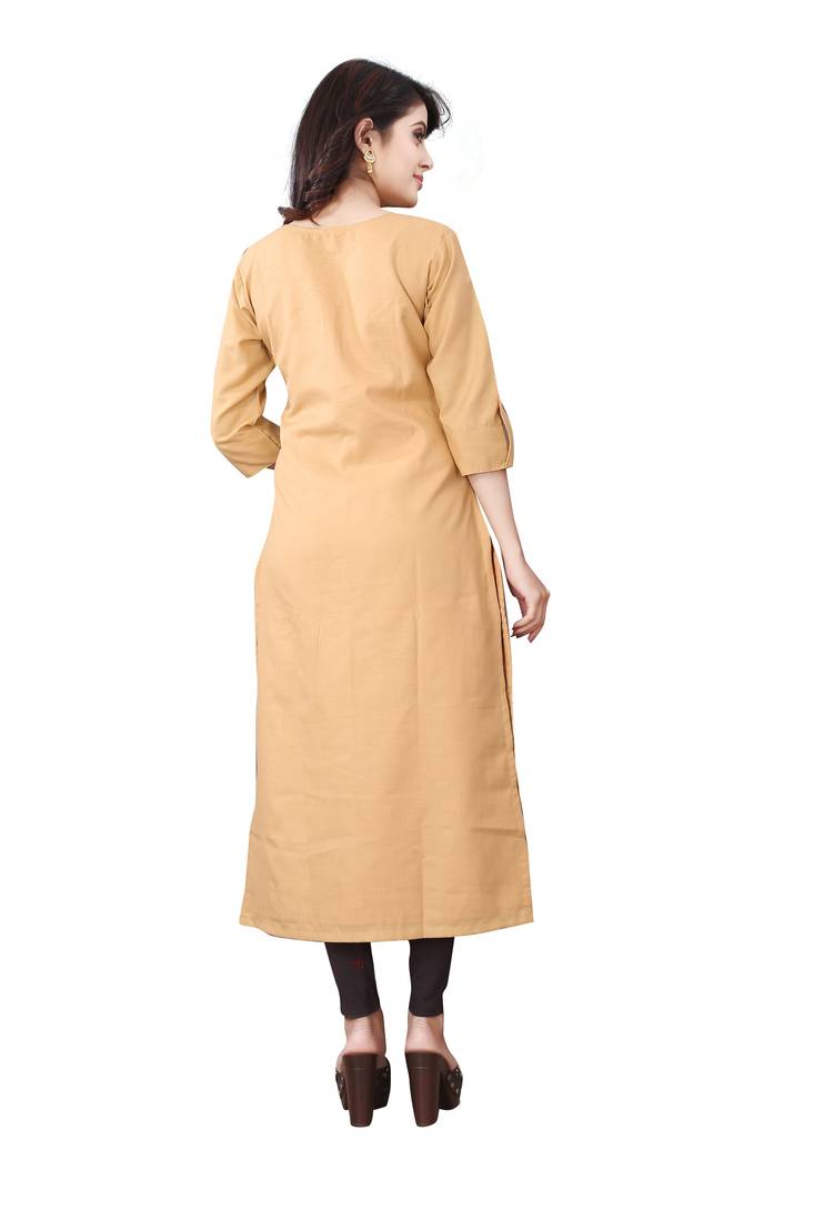Women's Beige Rayon kurti