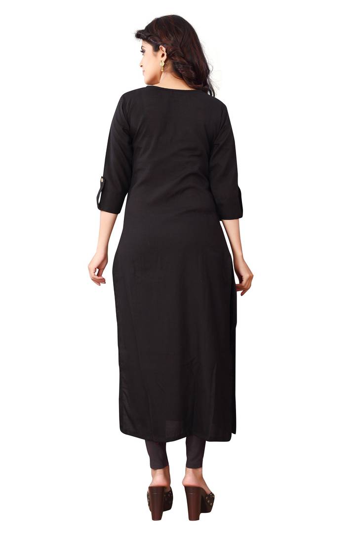 Women's Black Rayon kurti