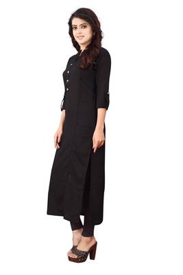 Women's Black Rayon kurti 3