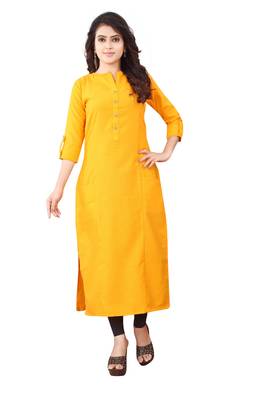 Women's Yellow Rayon kurti 1
