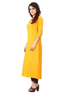 Women's Yellow Rayon kurti 3