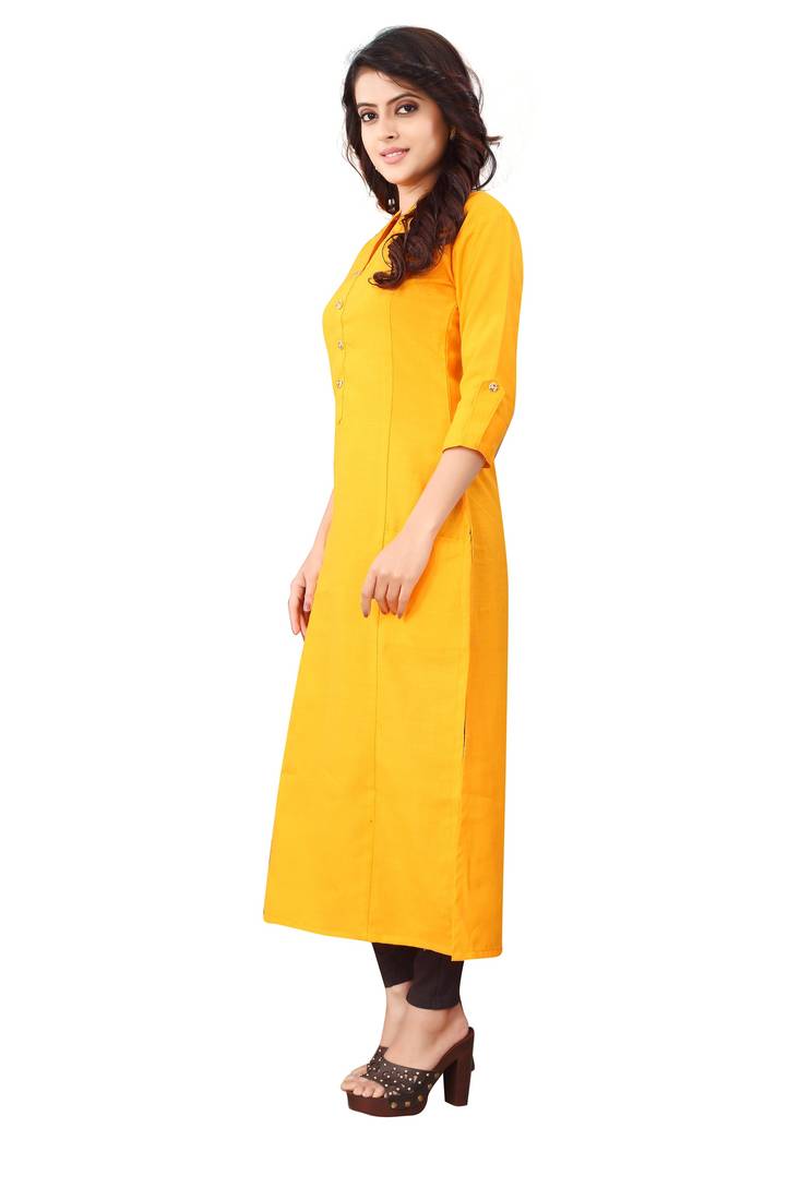 Women's Yellow Rayon kurti