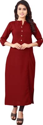 Women's Maroon Rayon kurti 1