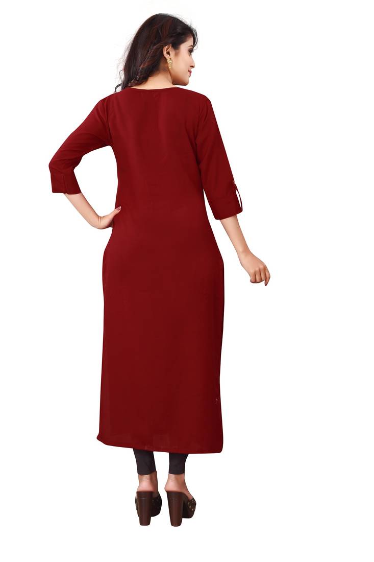 Women's Maroon Rayon kurti