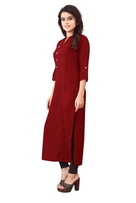 Women's Maroon Rayon kurti 3
