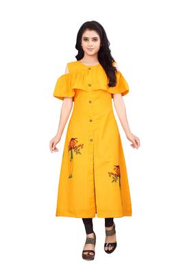 Women's Yellow Rayon kurti 1