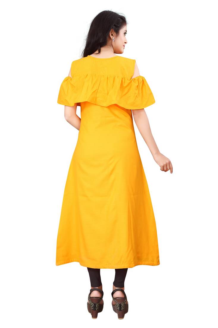 Women's Yellow Rayon kurti