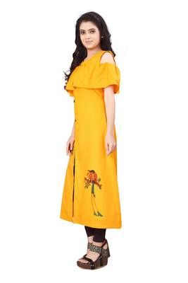 Women's Yellow Rayon kurti 3