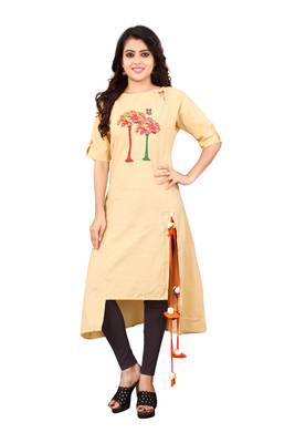 Women's Beige Rayon kurti 1