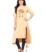 Women's Beige Rayon kurti