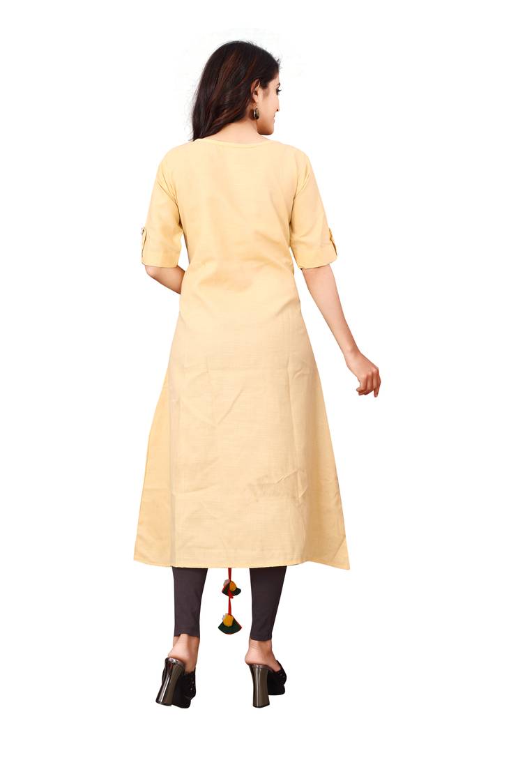 Women's Beige Rayon kurti