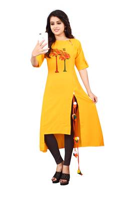 Women's Yellow Rayon kurti 1