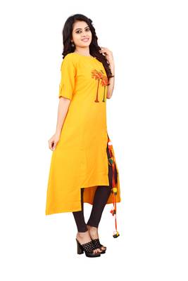 Women's Yellow Rayon kurti 3