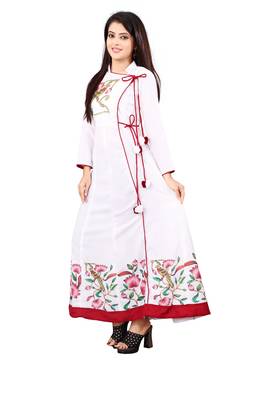 Women's White Rayon kurti 3