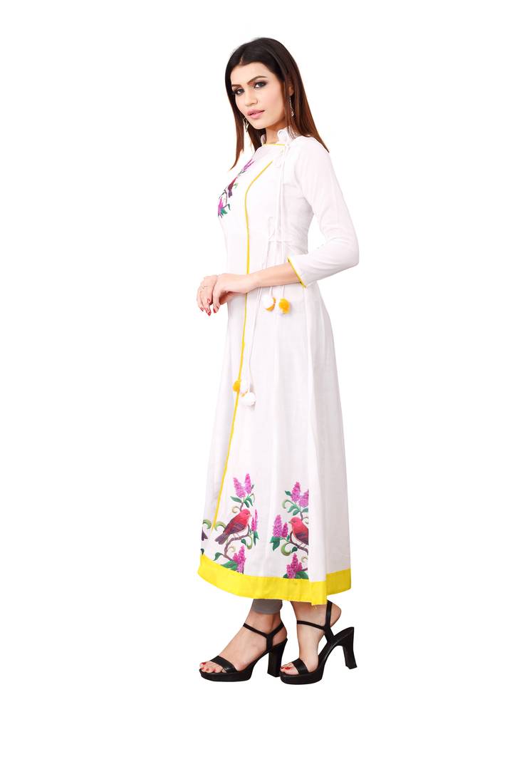 Women's White Rayon kurti
