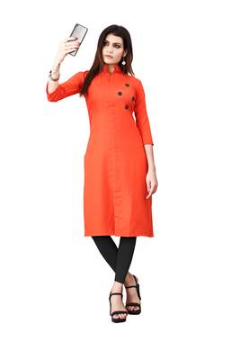 Women's Orange Rayon kurti 1