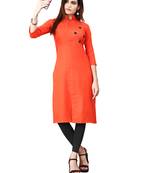 Women's Orange Rayon kurti