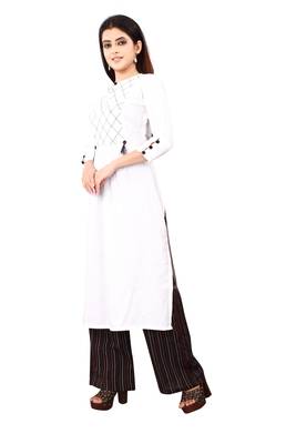 Women's White Rayon kurti 3