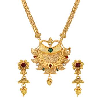 Traditional Kuiri design Gold toned Necklace Set For Women 3