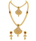 Traditional Cone Shape Gold toned Necklace Set For Women
