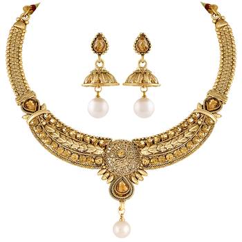 Kundan Gold toned Necklace Set For Women 1