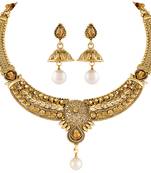 Kundan Gold toned Necklace Set For Women