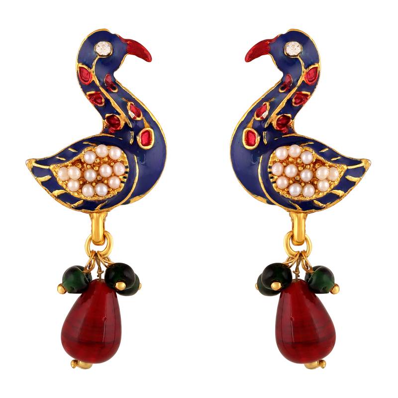 Traditional Peacock Gold toned Multi string Necklace Set For Women