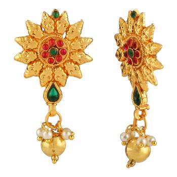 Peacock Indpired meenakari Gold toned Multi String Necklace Set For Women 5