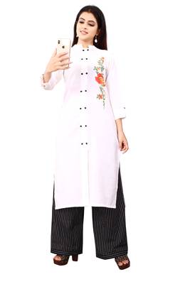Women's White Rayon kurti 1