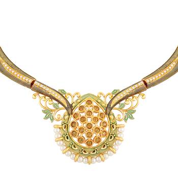 Gold toned Choker Pearls Beads Necklace Set For Women 3