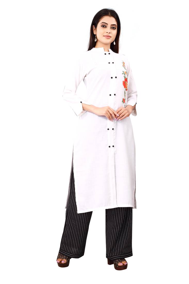 Women's White Rayon kurti
