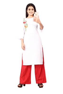 Women's White Rayon kurti 1
