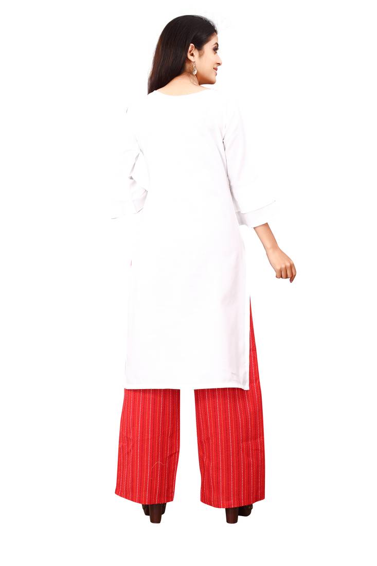Women's White Rayon kurti