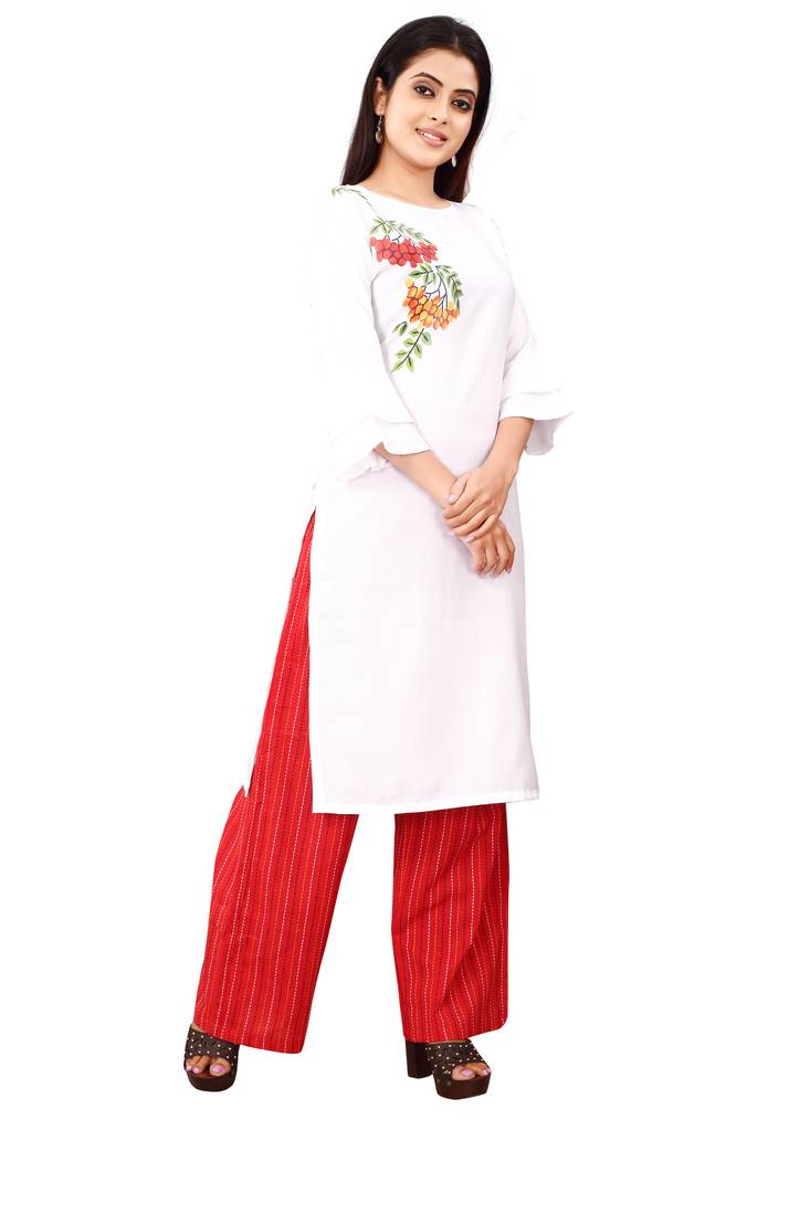 Women's White Rayon kurti