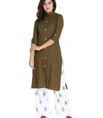 Women's Dark Green Rayon kurti