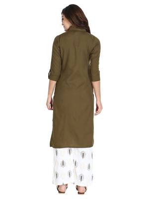 Women's Dark Green Rayon kurti 2