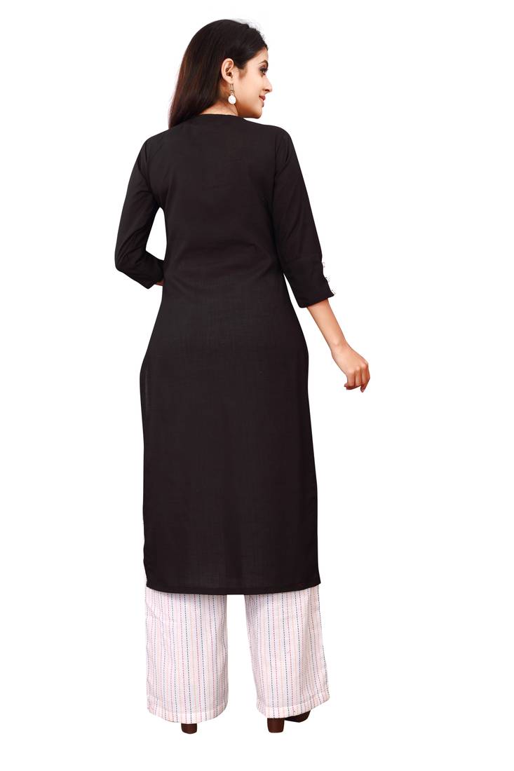 Women's Black Rayon kurti