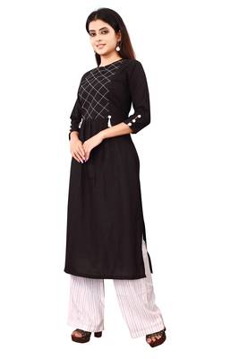 Women's Black Rayon kurti 3