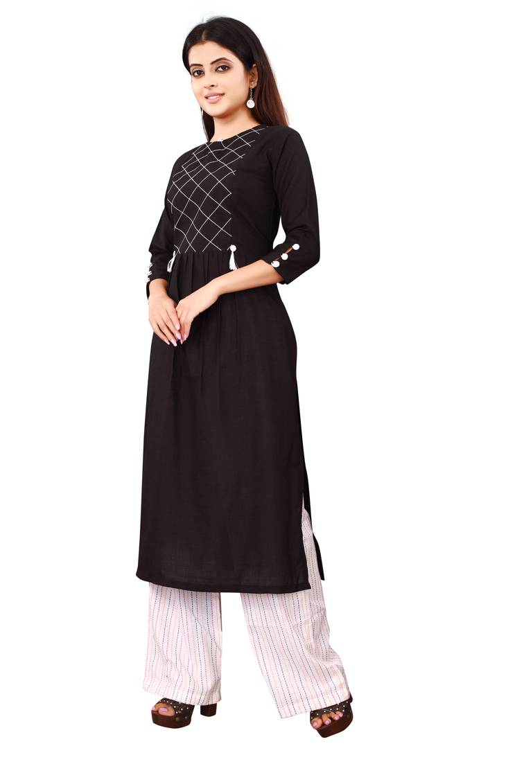 Women's Black Rayon kurti