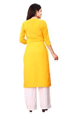 Women's Yellow Rayon kurti 2