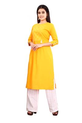 Women's Yellow Rayon kurti 3