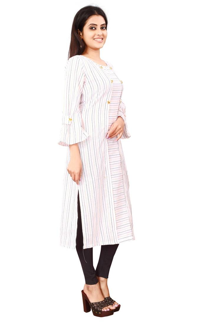 Women's White Rayon kurti