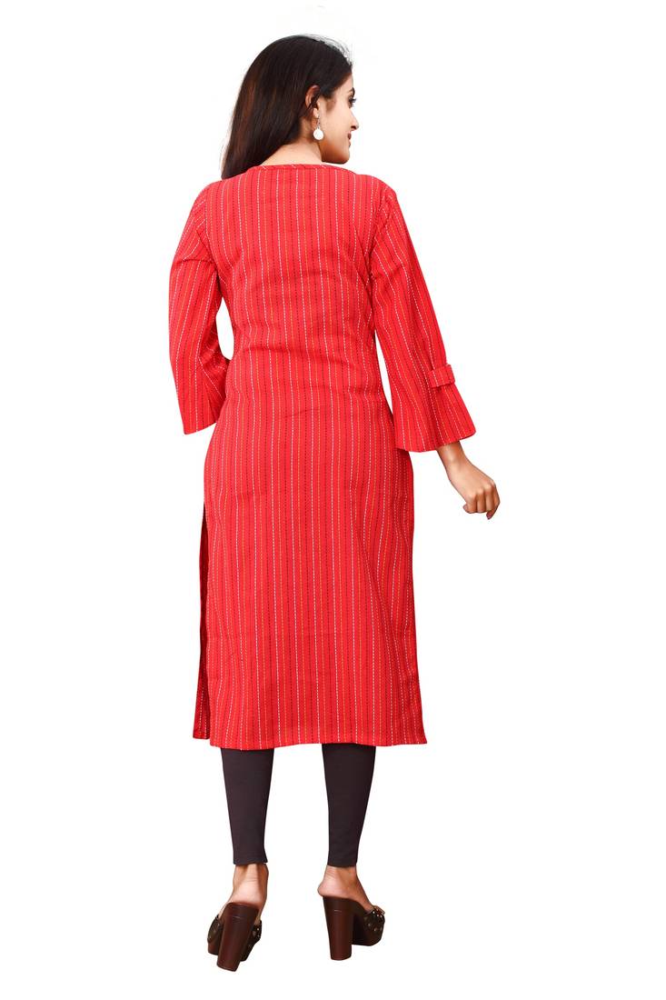 Women's Red Rayon kurti