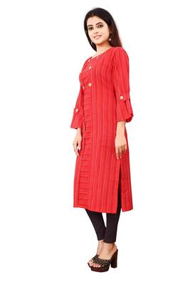 Women's Red Rayon kurti 3