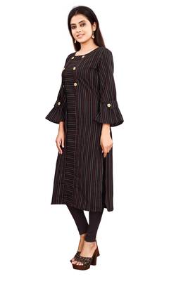 Women's Black Rayon kurti 3