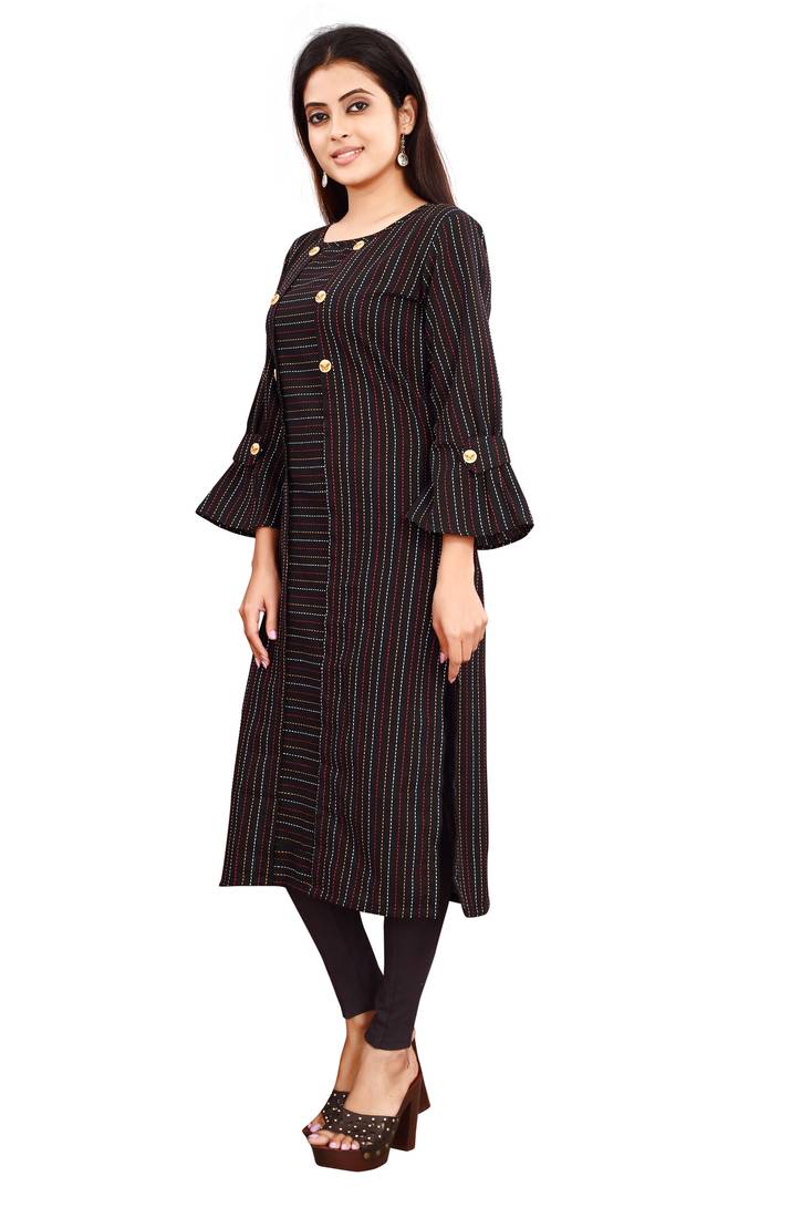 Women's Black Rayon kurti