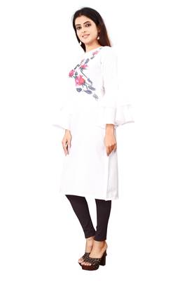 Women's White Rayon kurti 3