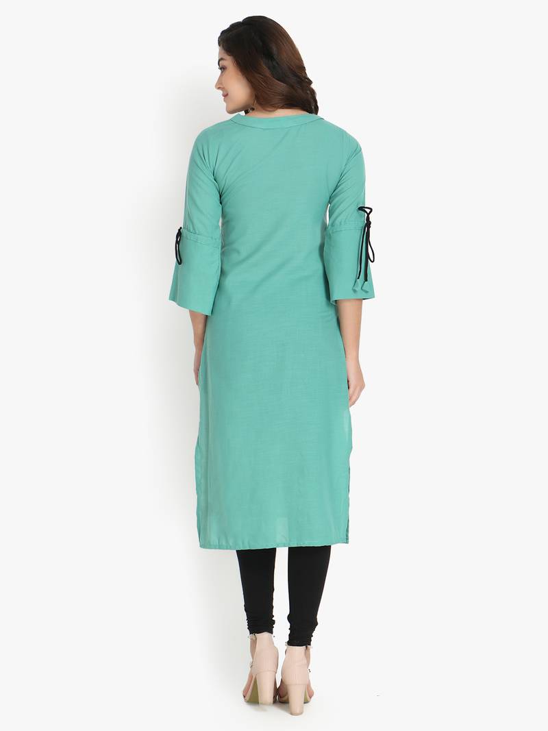 Women's Rama Green Rayon kurti